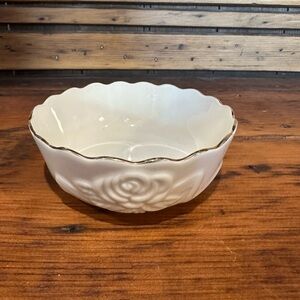 Lenox Rose Embossed Porcelain Bowl Gold Trim Scalloped Edge Vintage